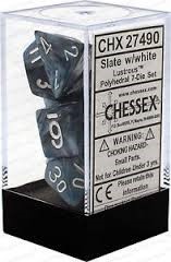 Picture of Chessex Lustrous™ Polyhedral Slate/white 7-Die Set 