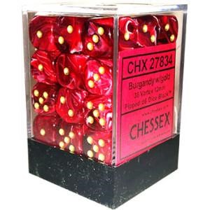 Picture of Chessex Vortex Dice™ 12mm d6 Burgundy/gold Dice Block™ 