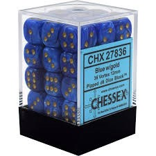 Picture of Chessex Vortex Dice™ 12mm d6 Blue/gold Dice Block™ 