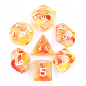 Picture of Orange Red Pearl Swirl Dice Set