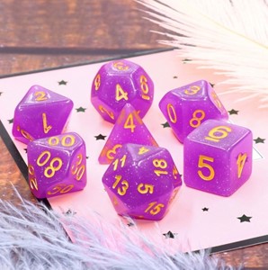 Picture of Translucent Glitter Dice Purple Dice Set