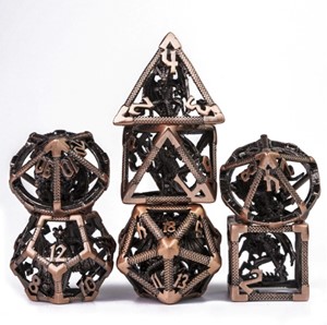 Picture of Retro Hollow Metal DND Copper Dice Set （Dragon）