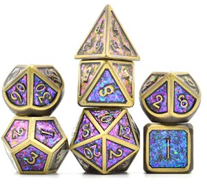 Picture of Purple Blue Golden Bronze Plating Metal Dice